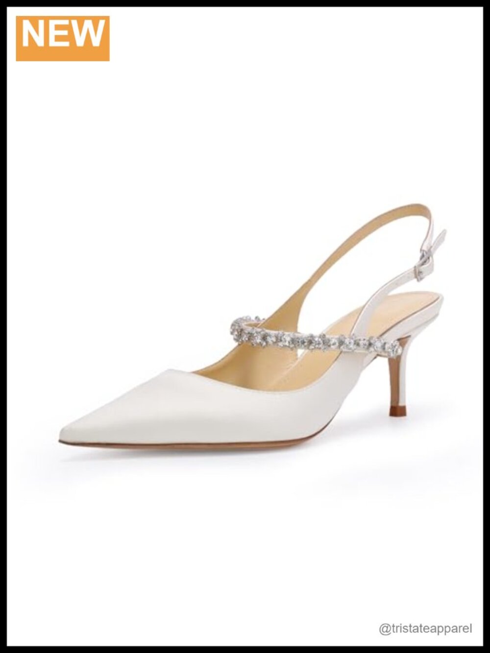 Bridal Heels Satin Silk Leather Sole Sheep Leather Lining Slingback Wedding Pump